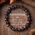 FuAttract Protection Strength & Grounding Energy Black Hematite Faceted Bead Bracelet - 8mm - image 0