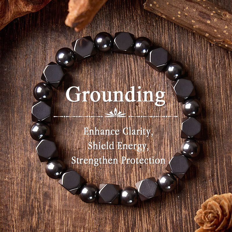 FuAttract Protection Strength & Grounding Energy Black Hematite Faceted Bead Bracelet - 8mm - image 0