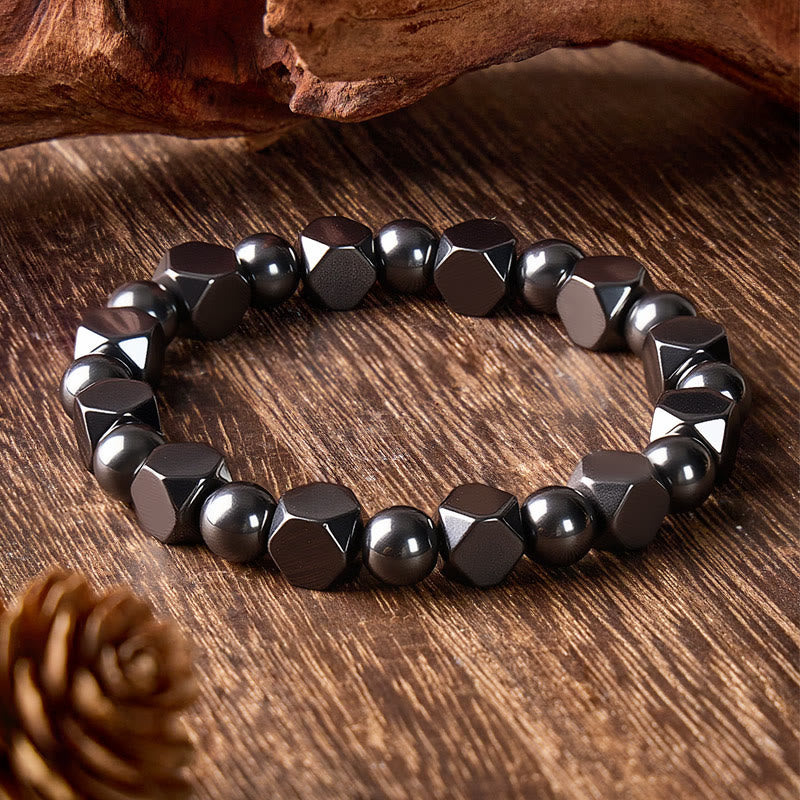 FuAttract Protection Strength & Grounding Energy Black Hematite Faceted Bead Bracelet - image 1