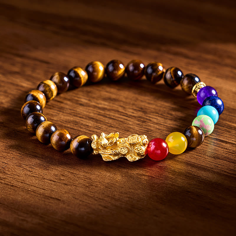 FuAttract Wealth Protection & Abundance Tiger Eye Pixiu Six Crystal Bead Bracelet - image 3