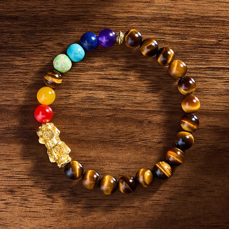 FuAttract Wealth Protection & Abundance Tiger Eye Pixiu Six Crystal Bead Bracelet - image 1