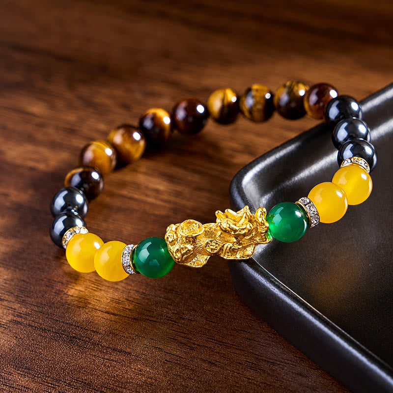 FuAttract Fortune Prosperity & Positive Energy Pixiu Tiger Eye Hematite Bracelet - image 1