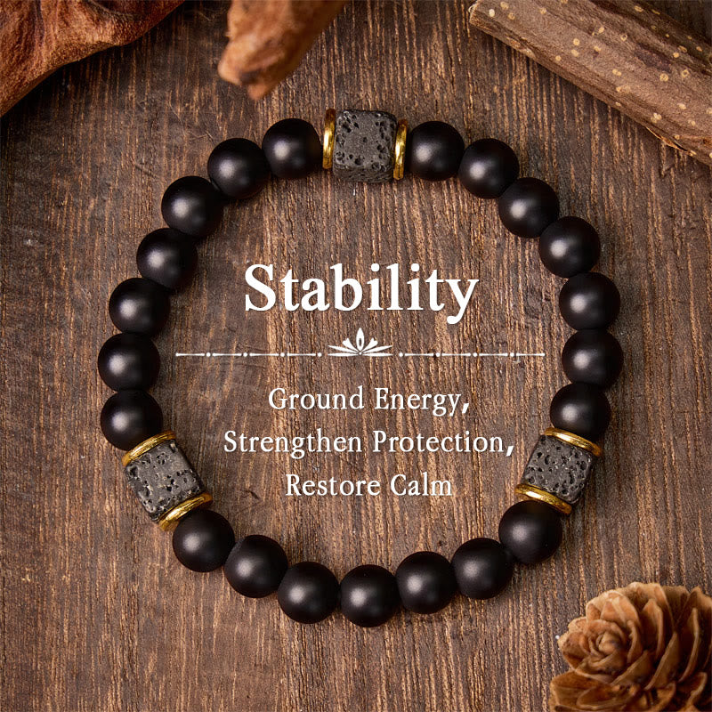 FuAttract Grounding Protection & Stability Lava Rock Black Onyx Vintage Bracelet - 8mm - image 0