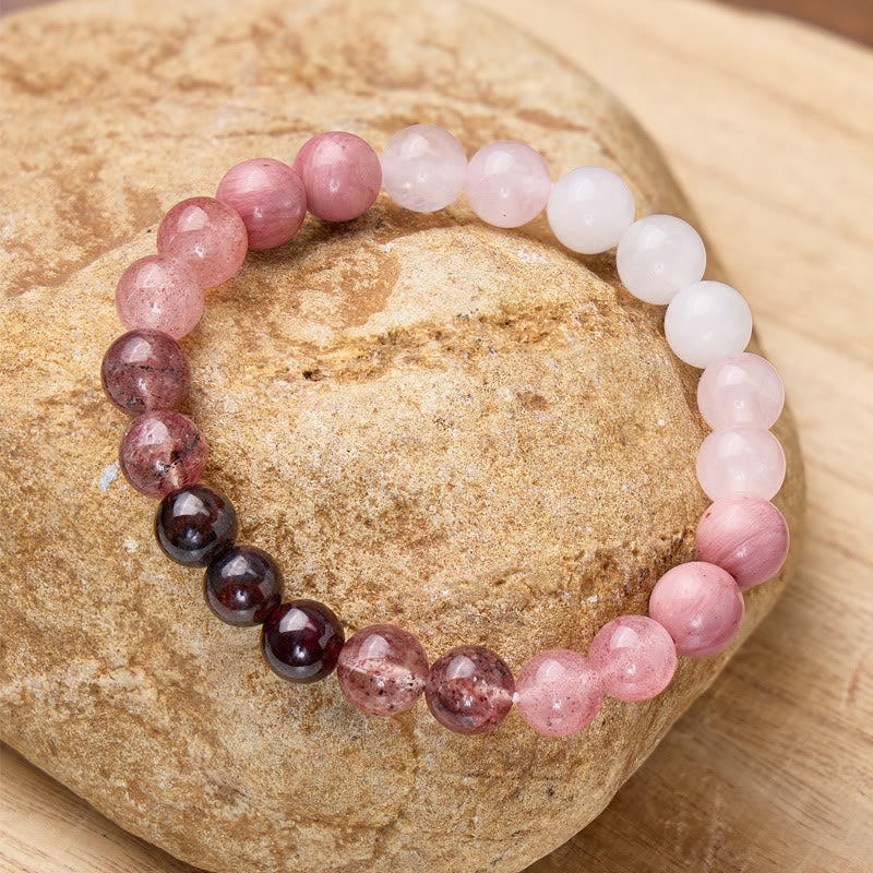 FuAttract Self Love & Emotional Balance Garnet Rose Quartz White Jade Energy Bracelet - image 1