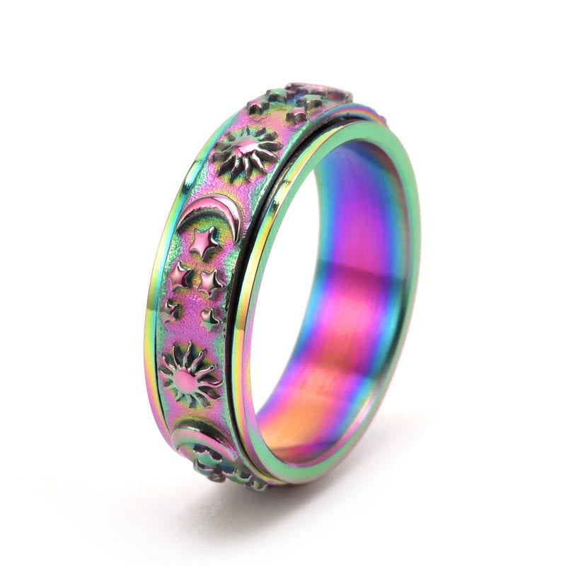 FuAtrract Hope & Guidance Sun Moon Star Spinning Celestial Stainless Steel Fidget Ring - Multicolor - US 12 - image 9