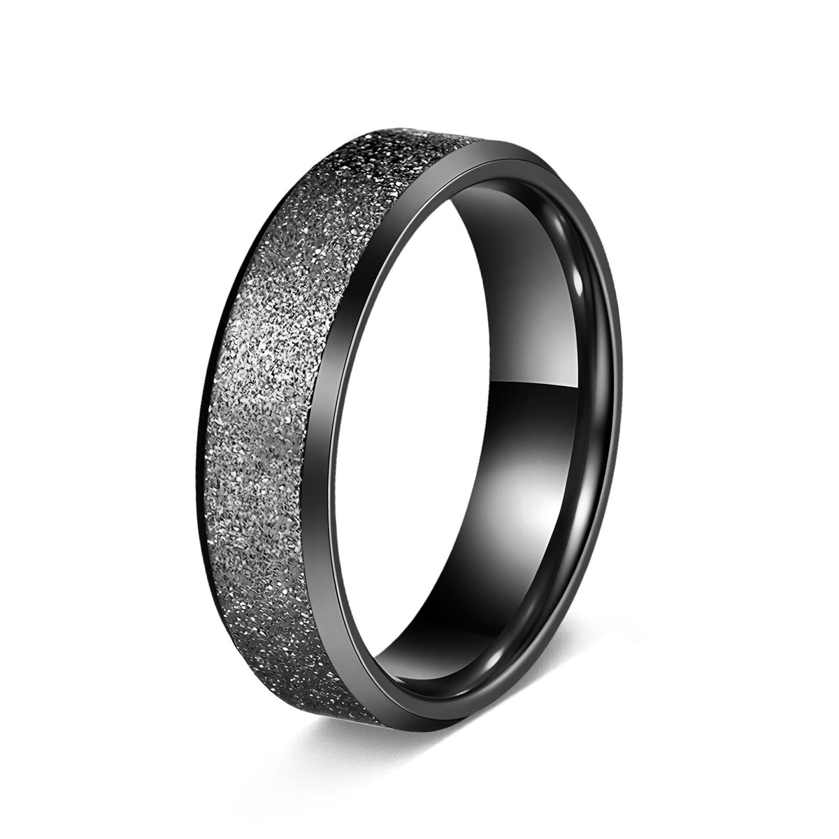 FuAtrract Strength & Protection Double Beveled Edge Matte Stainless Steel Ring  - Black - US 13 - image 7
