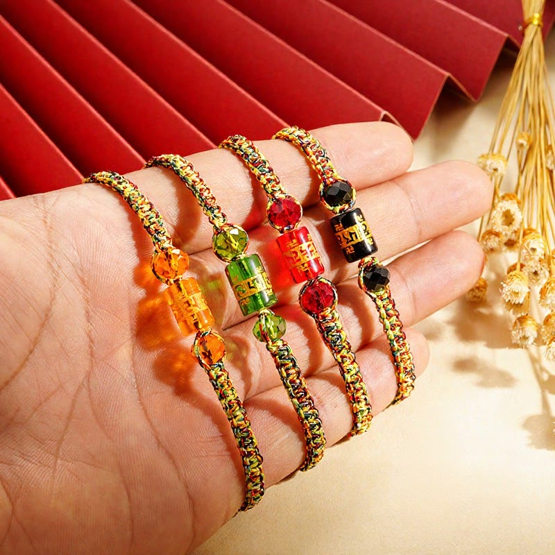 FuAtrract Protection & Prosperity Agate Five Element Colorful Cord Bracelet with Om Mani Mantra  - image 2