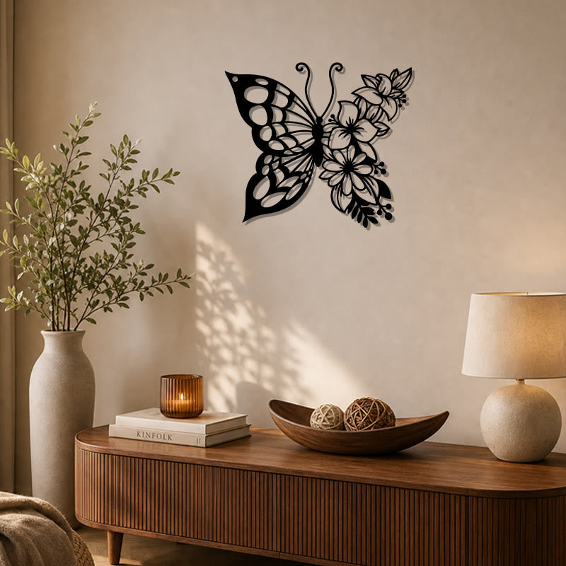 FuAttract Transformation Grace & Renewal Butterfly Floral Metal Wall Decor Home Art Decor - image 0