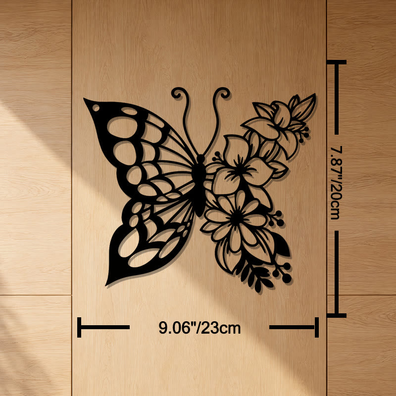FuAttract Transformation Grace & Renewal Butterfly Floral Metal Wall Decor Home Art Decor - Black - 9.06"x7.87"x0.04"in/23x20x0.1cm - image 4
