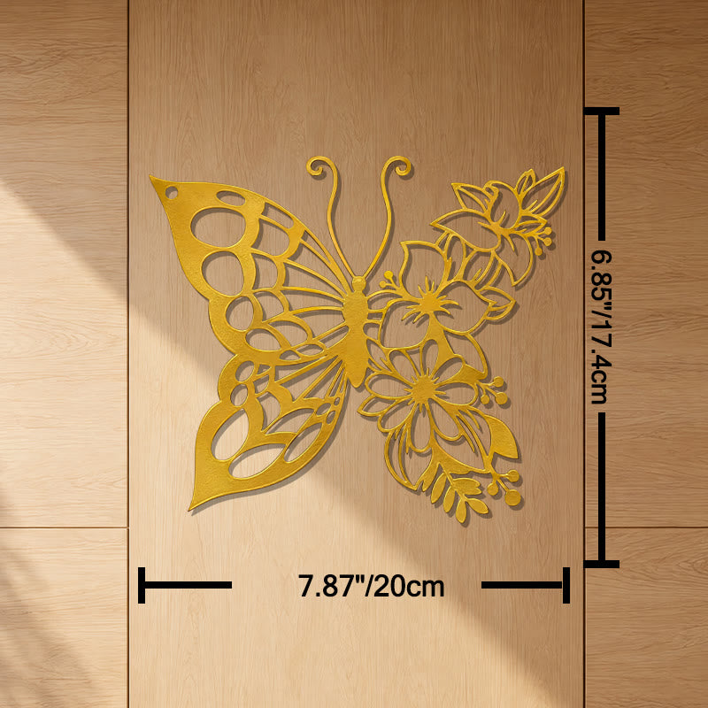 FuAttract Transformation Grace & Renewal Butterfly Floral Metal Wall Decor Home Art Decor - Gold - 7.87"x6.85"x0.04"in/20x17.4x0.1cm - image 12