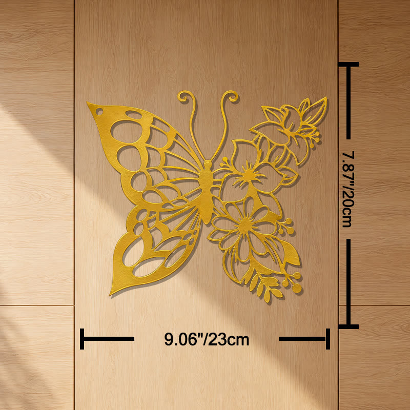 FuAttract Transformation Grace & Renewal Butterfly Floral Metal Wall Decor Home Art Decor - Gold - 9.06"x7.87"x0.04"in/23x20x0.1cm - image 13