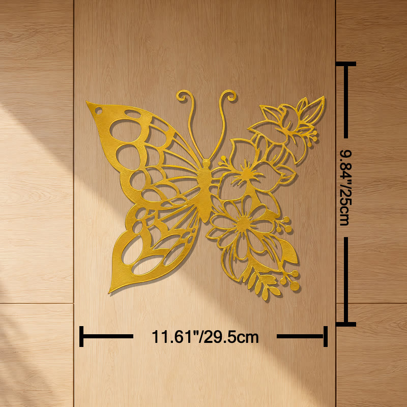 FuAttract Transformation Grace & Renewal Butterfly Floral Metal Wall Decor Home Art Decor - Gold - 11.61"x9.84"x0.04"in/29.5x25x0.1cm - image 14