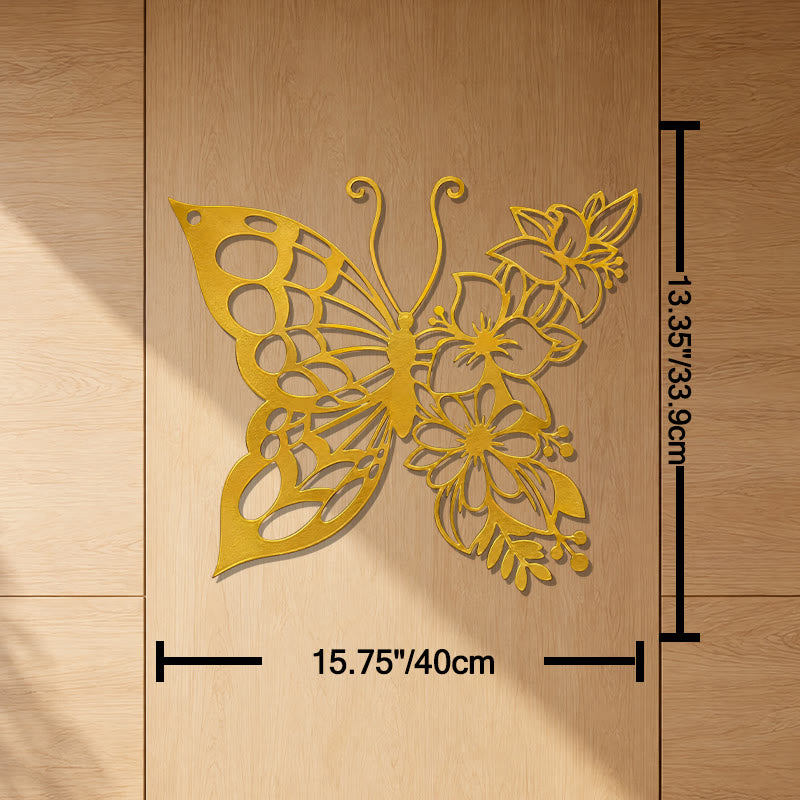 FuAttract Transformation Grace & Renewal Butterfly Floral Metal Wall Decor Home Art Decor - Gold - 15.75"x13.35"x0.04"in/40x33.9x0.1cm - image 16