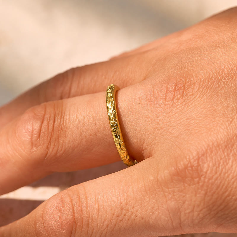FuAttract Prosperity Luck & Good Fortune Gold FU Stainless Steel Ring - image 3
