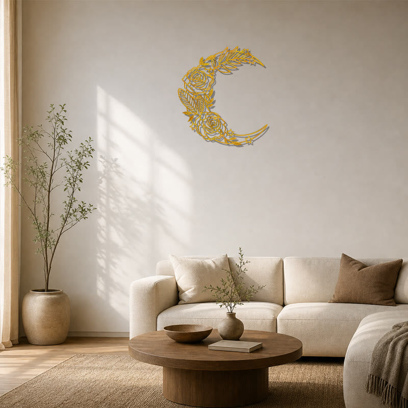 FuAttract Serenity Love & Mystical Beauty Crescent Moon Rose Floral Metal Wall Home Art Decor - image 12