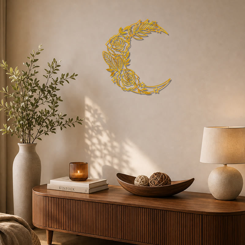 FuAttract Serenity Love & Mystical Beauty Crescent Moon Rose Floral Metal Wall Home Art Decor - image 18