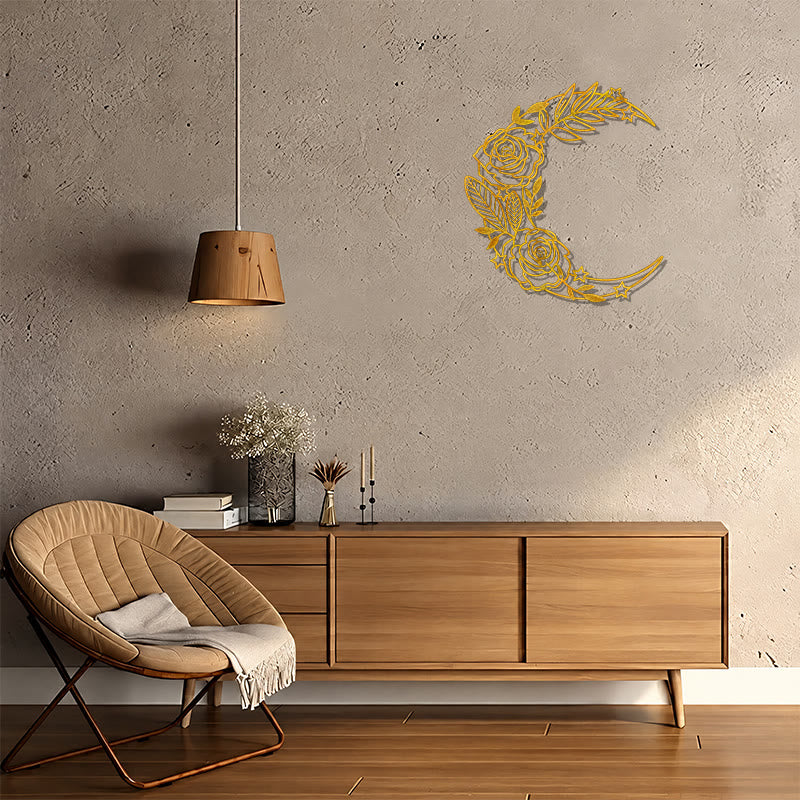 FuAttract Serenity Love & Mystical Beauty Crescent Moon Rose Floral Metal Wall Home Art Decor - image 19