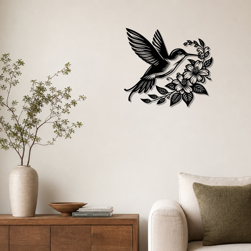 FuAttract Joy Grace & Vitality Hummingbird Floral Metal Wall Decor Home Art Decor - image 0
