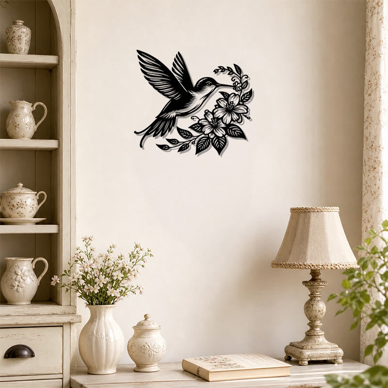 FuAttract Joy Grace & Vitality Hummingbird Floral Metal Wall Decor Home Art Decor - image 1