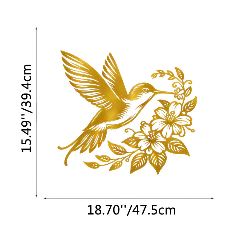 FuAttract Joy Grace & Vitality Hummingbird Floral Metal Wall Decor Home Art Decor - Gold - 18.70x15.49x0.04in/47.5x39.4x0.1cm - image 16