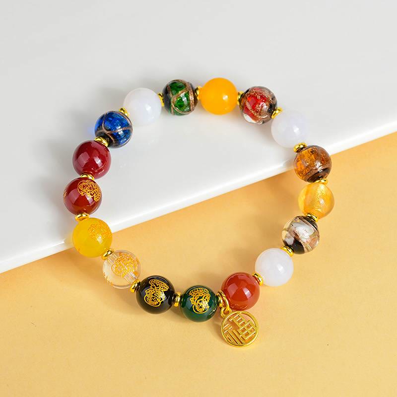 FuAttract Fortune Abundance & Blessing Agate Bead Five Wealth Gods Fu Character Bracelet - image 1