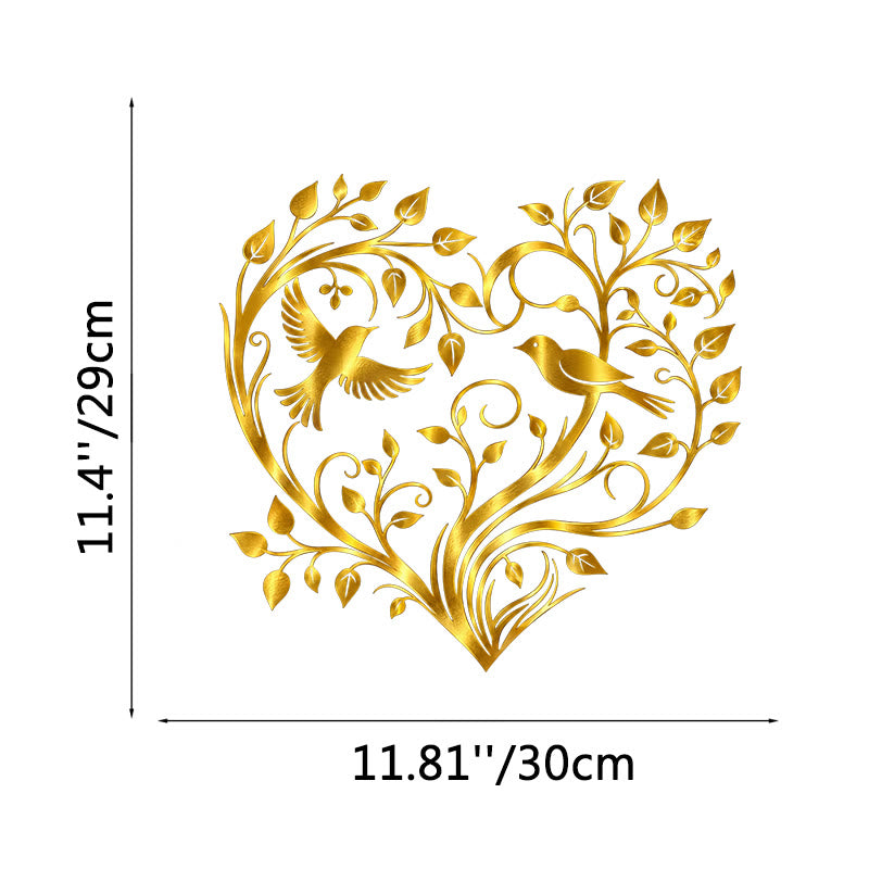 FuAttract Love Harmony & Growth Heart Shaped Tree Birds Metal Wall Decor Home Art Decor - Gold - 11.81x11.40x0.04in/30x29x0.1cm - image 12