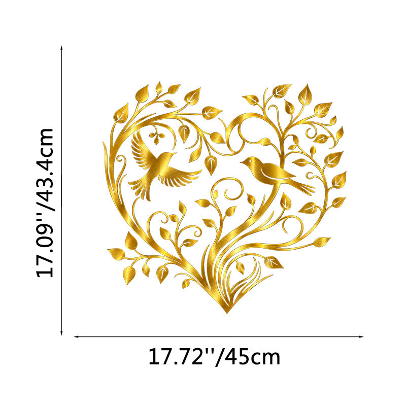 FuAttract Love Harmony & Growth Heart Shaped Tree Birds Metal Wall Decor Home Art Decor - Gold - 17.72x17.09x0.04in/45x43.4x0.1cm - image 15