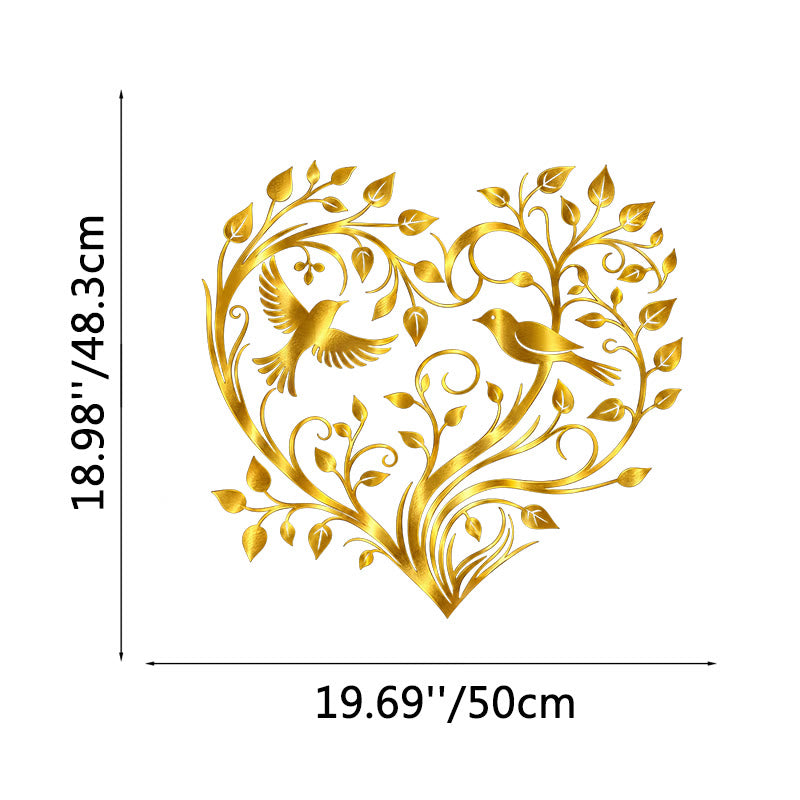 FuAttract Love Harmony & Growth Heart Shaped Tree Birds Metal Wall Decor Home Art Decor - Gold - 19.69x18.98x0.04in/50x48.3x0.1cm - image 16
