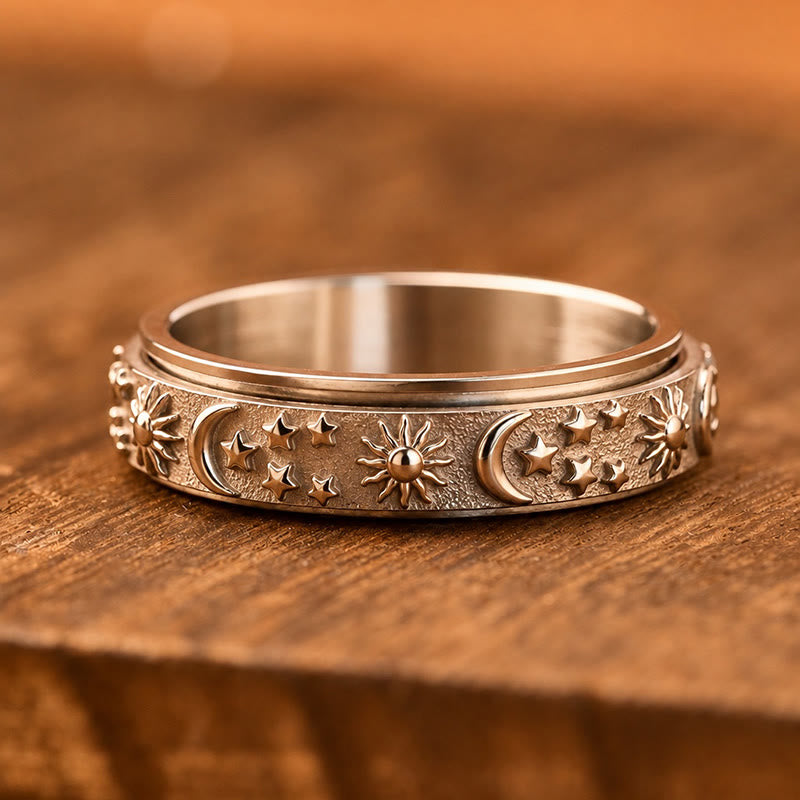 FuAtrract Hope & Guidance Sun Moon Star Spinning Celestial Stainless Steel Fidget Ring - image 4