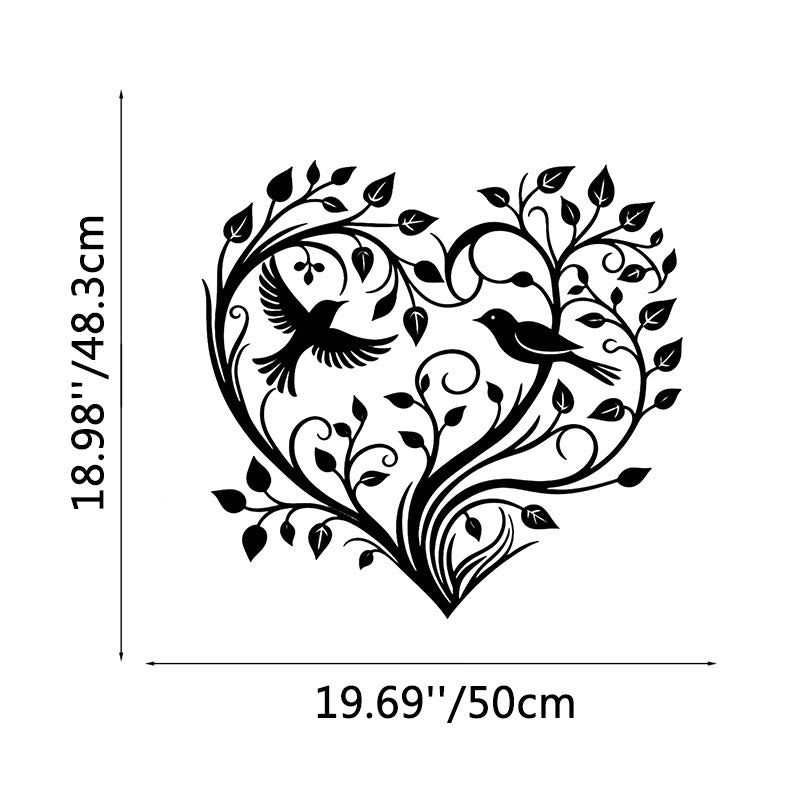 FuAttract Love Harmony & Growth Heart Shaped Tree Birds Metal Wall Decor Home Art Decor - Black - 19.69x18.98x0.04in/50x48.3x0.1cm - image 6