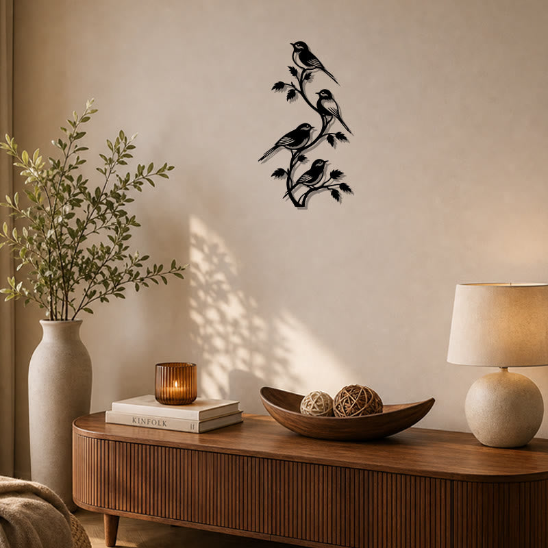 FuAttract Freedom Connection & Growth Four Birds on Branch Metal Wall Decor Home Art Decor - image 1