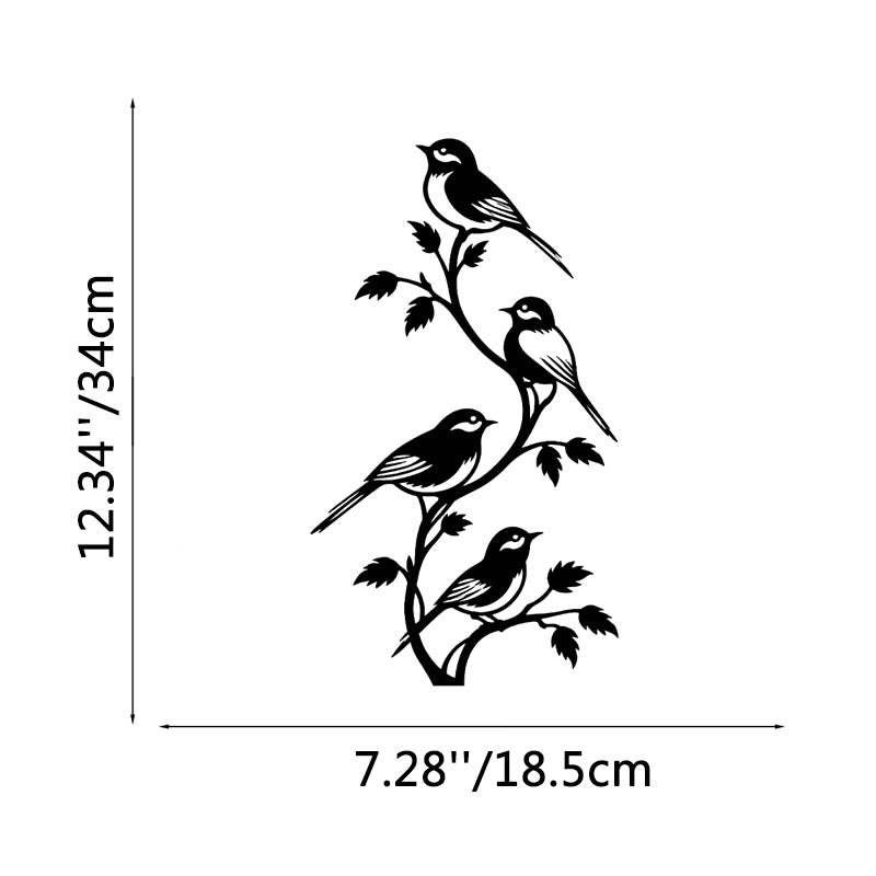 FuAttract Freedom Connection & Growth Four Birds on Branch Metal Wall Decor Home Art Decor - Black - 7.28x12.34x0.04in/18.5x31.3x0.1cm - image 3