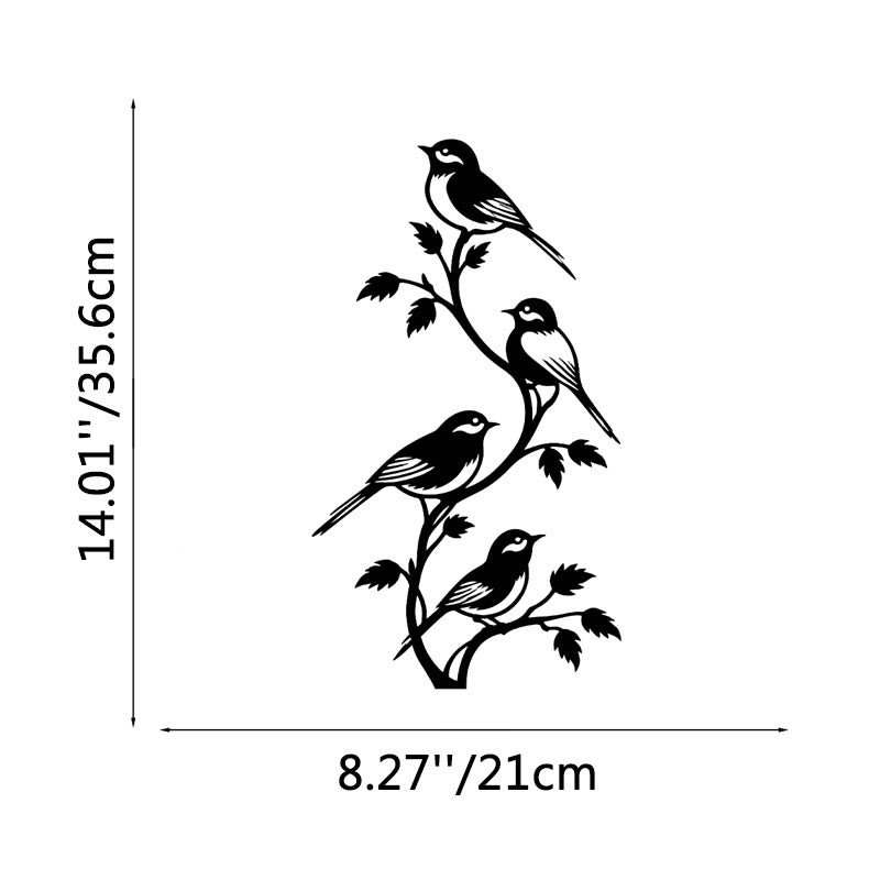 FuAttract Freedom Connection & Growth Four Birds on Branch Metal Wall Decor Home Art Decor - Black - 8.27x14.01x0.04in/21x35.6x0.1cm - image 4