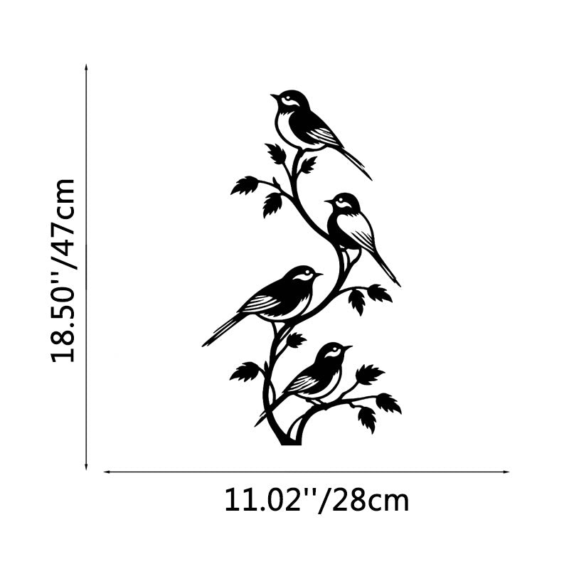 FuAttract Freedom Connection & Growth Four Birds on Branch Metal Wall Decor Home Art Decor - Black - 11.02x18.50x0.04in/28x47.0x0.1cm - image 7