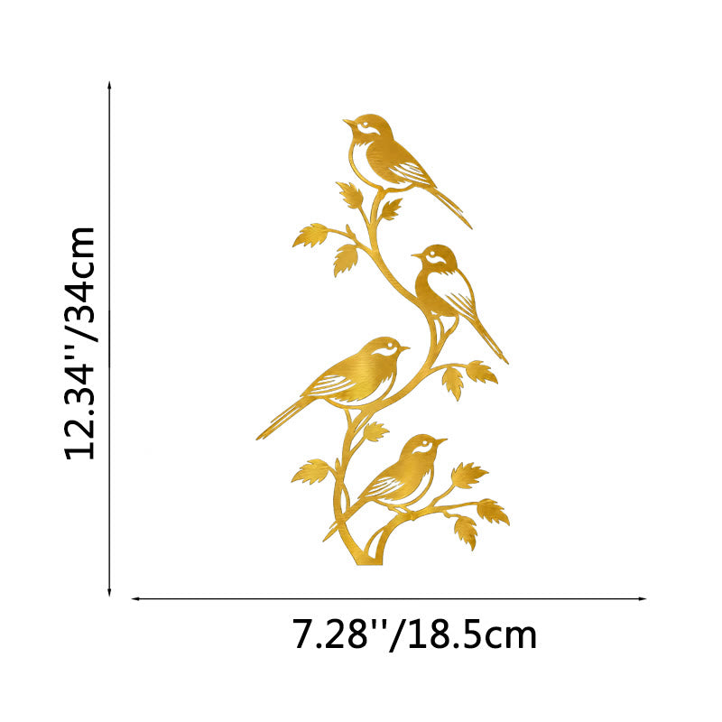 FuAttract Freedom Connection & Growth Four Birds on Branch Metal Wall Decor Home Art Decor - Gold - 7.28x12.34x0.04in/18.5x31.3x0.1cm - image 14