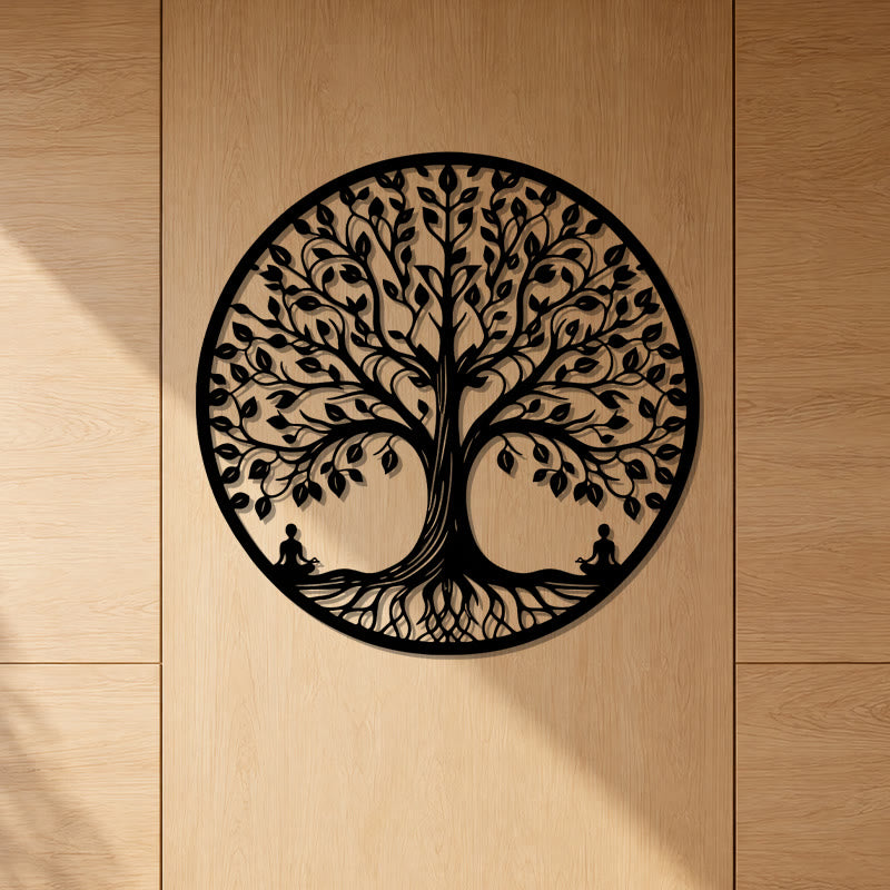 FuAttract Growth Wisdom & Inner Harmony Tree of Life Meditation Buddha Metal Wall Decor Home Art Decor - image 0