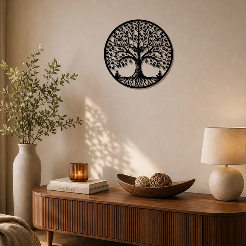 FuAttract Growth Wisdom & Inner Harmony Tree of Life Meditation Buddha Metal Wall Decor Home Art Decor - image 1