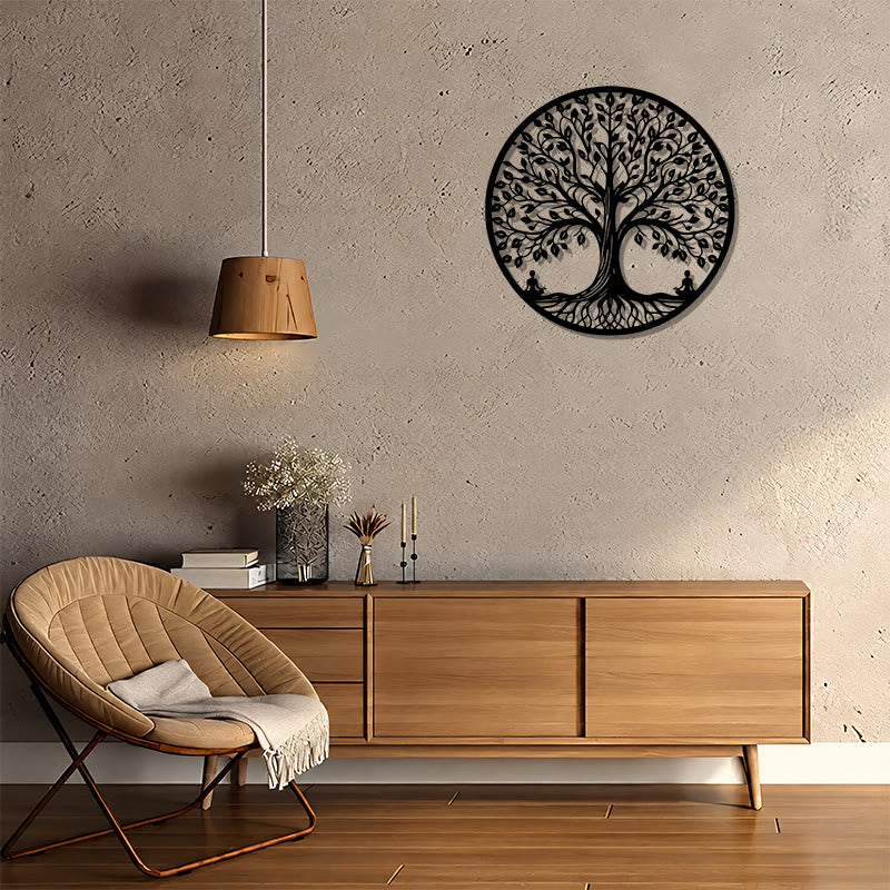 FuAttract Growth Wisdom & Inner Harmony Tree of Life Meditation Buddha Metal Wall Decor Home Art Decor - image 2