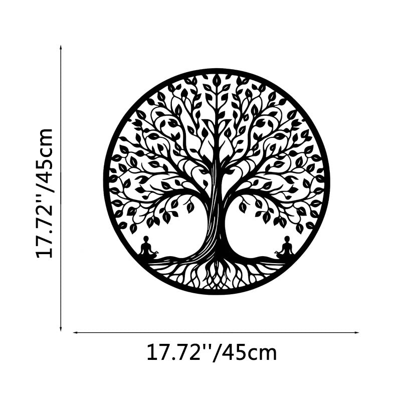 FuAttract Growth Wisdom & Inner Harmony Tree of Life Meditation Buddha Metal Wall Decor Home Art Decor - Black - 17.72x17.72x0.04in/45x45x0.1cm - image 6