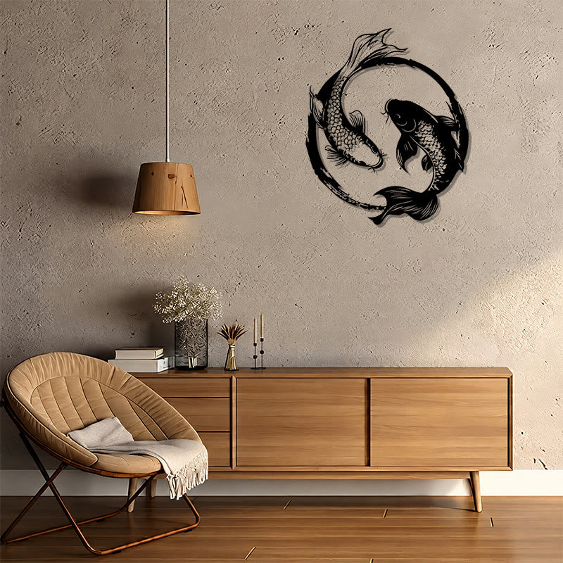 FuAttract Balance Prosperity & Connection Yin Yang Double Koi Fish Metal Wall Decor Home Art Decor - image 1