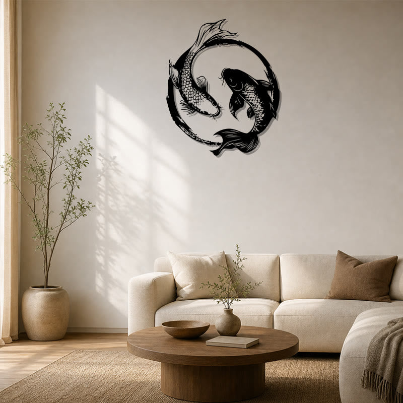 FuAttract Balance Prosperity & Connection Yin Yang Double Koi Fish Metal Wall Decor Home Art Decor - image 2