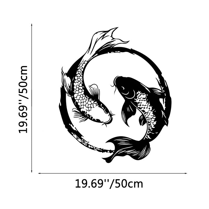 FuAttract Balance Prosperity & Connection Yin Yang Double Koi Fish Metal Wall Decor Home Art Decor - Black - 19.69x19.69x0.04in/50x50x0.1cm - image 7