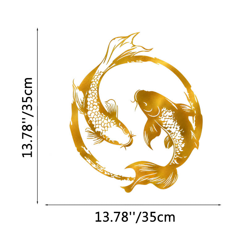 FuAttract Balance Prosperity & Connection Yin Yang Double Koi Fish Metal Wall Decor Home Art Decor - Gold - 13.78x13.78x0.04in/35x35x0.1cm - image 14