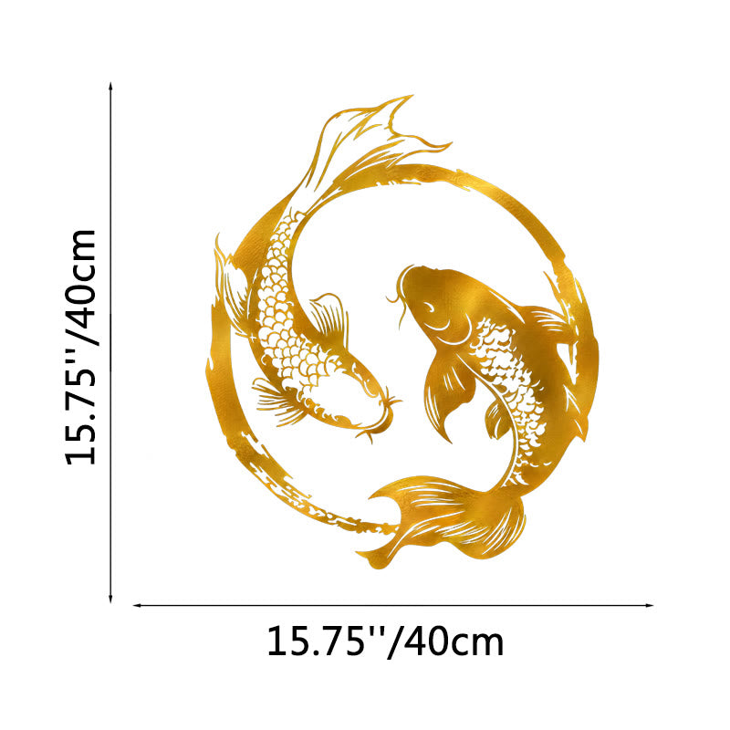 FuAttract Balance Prosperity & Connection Yin Yang Double Koi Fish Metal Wall Decor Home Art Decor - Gold - 15.75x15.75x0.04in/40x40x0.1cm - image 15