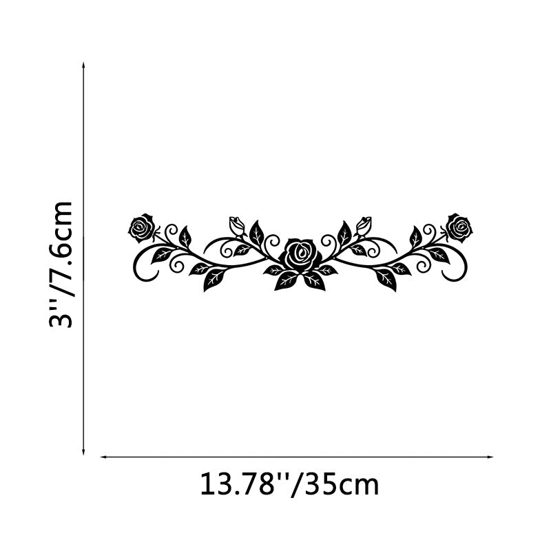 FuAttract Elegance Romance & Flourishing Rose Metal Wall Decor Home Art Decor - Black - 13.78x3.00x0.04in/35x7.6x0.1cm - image 3