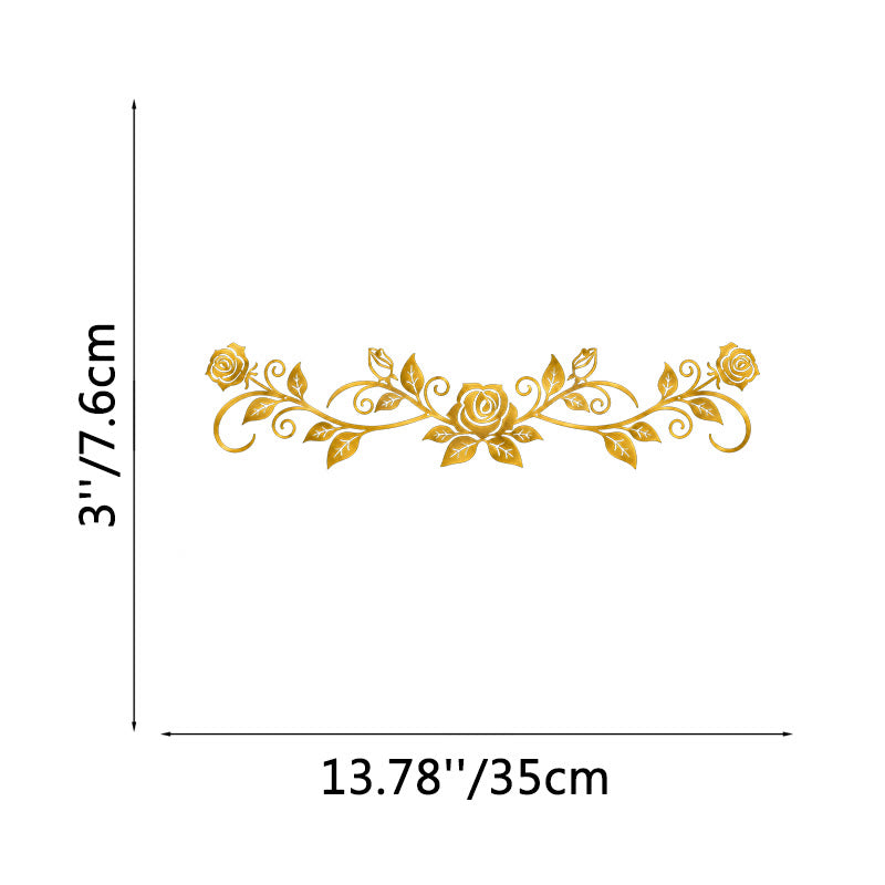 FuAttract Elegance Romance & Flourishing Rose Metal Wall Decor Home Art Decor - Gold - 13.78x3.00x0.04in/35x7.6x0.1cm - image 12