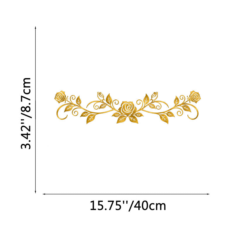 FuAttract Elegance Romance & Flourishing Rose Metal Wall Decor Home Art Decor - Gold - 15.75x3.42x0.04in/40x8.7x0.1cm - image 13