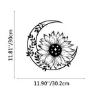 FuAttract Positivity Hope & Renewal Sunflower Crescent Moon Metal Wall Decor Home Art Decor - Black - 11.81x11.90x0.04in/30x30.2x0.1cm - image 4