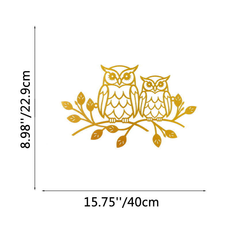 FuAttract Wisdom Connection & Protection Owl Metal Wall Decor Home Art Decor - Gold - 15.75x8.98x0.04in/40x22.9x0.1cm - image 16