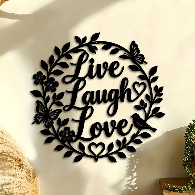 FuAttract Positivity Joy & Happiness Live Laugh Love Metal Wall Decor Home Art Decor - image 0